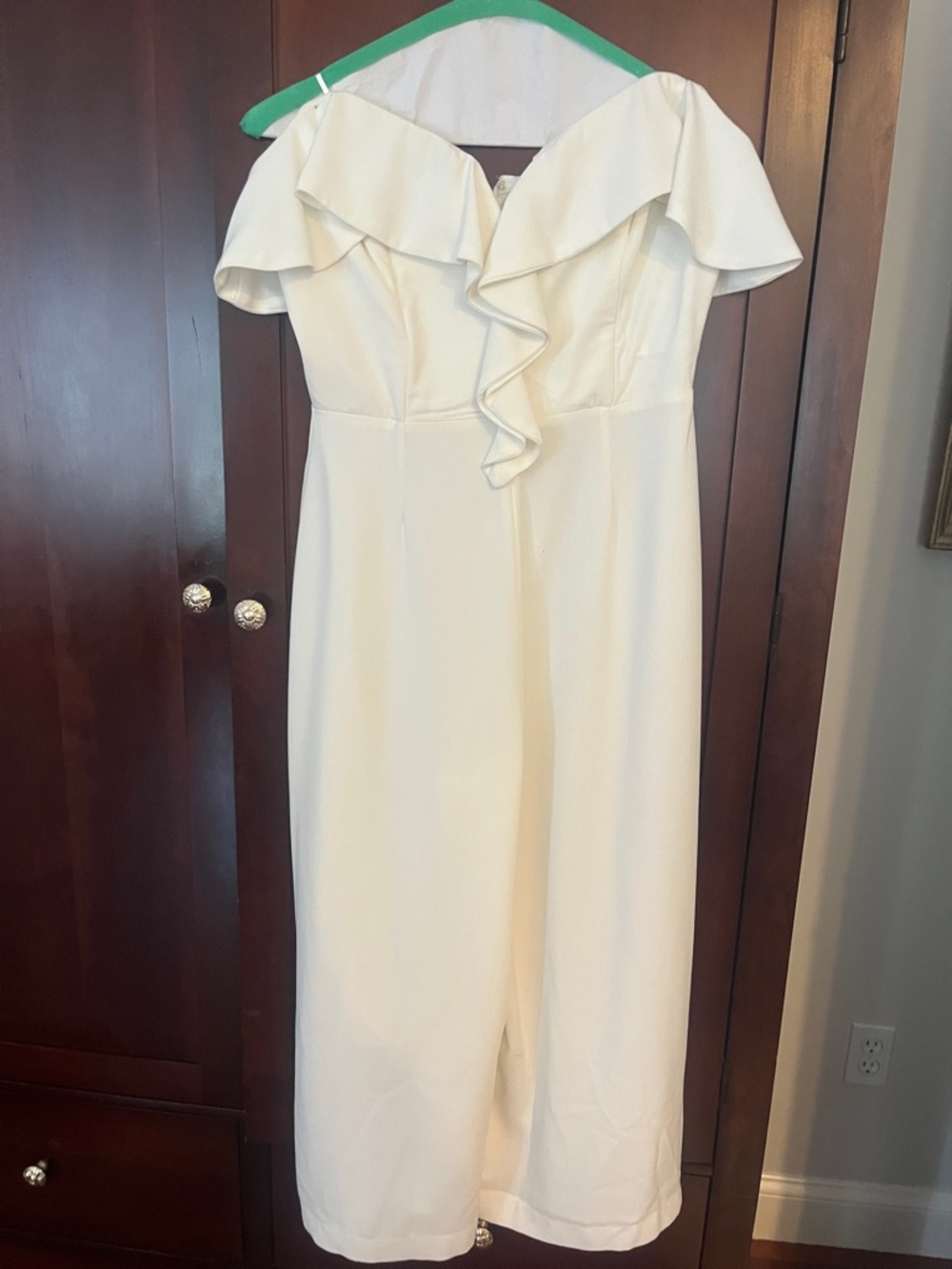 Adelyn Rae Ivory Off-Shoulder Ruffle Jumpsuit